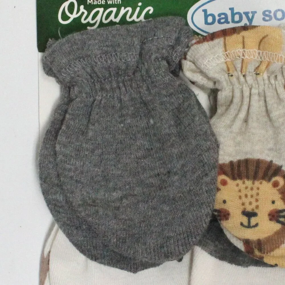 New 4 Pack Gerber Baby 0 - 3 Months Mittens Made With 100% Organic Cotton